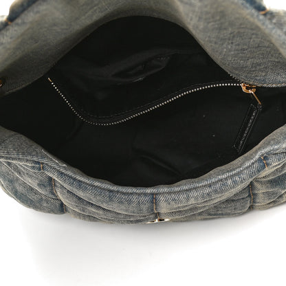 Saint Laurent Denim Quilted Small Loulou Puffer Monogram Chain Satchel Blue Cinnamon 5 of 10