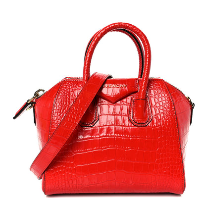 Givenchy Calfskin Crocodile Embossed Mini Antigona Red 1 of 10