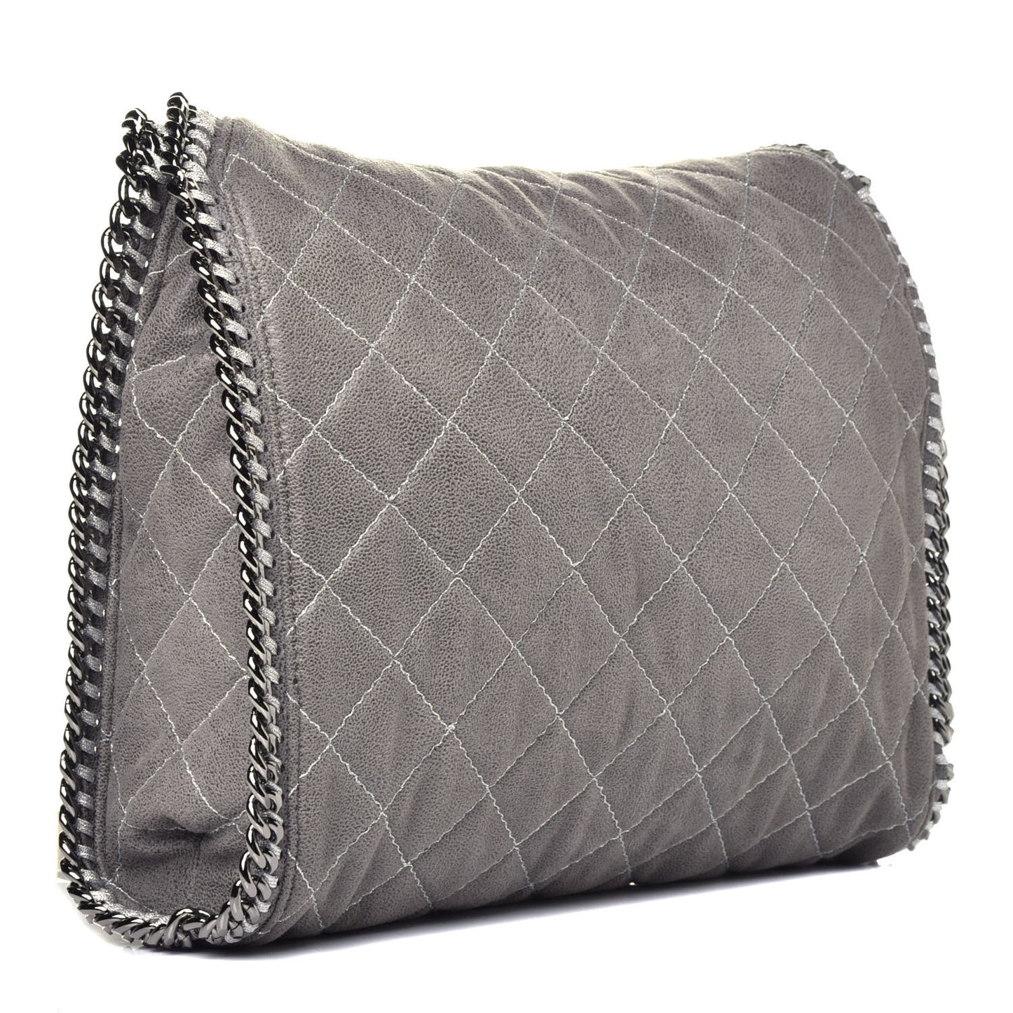Shaggy Deer Quilted Small Falabella Tote Light Grey