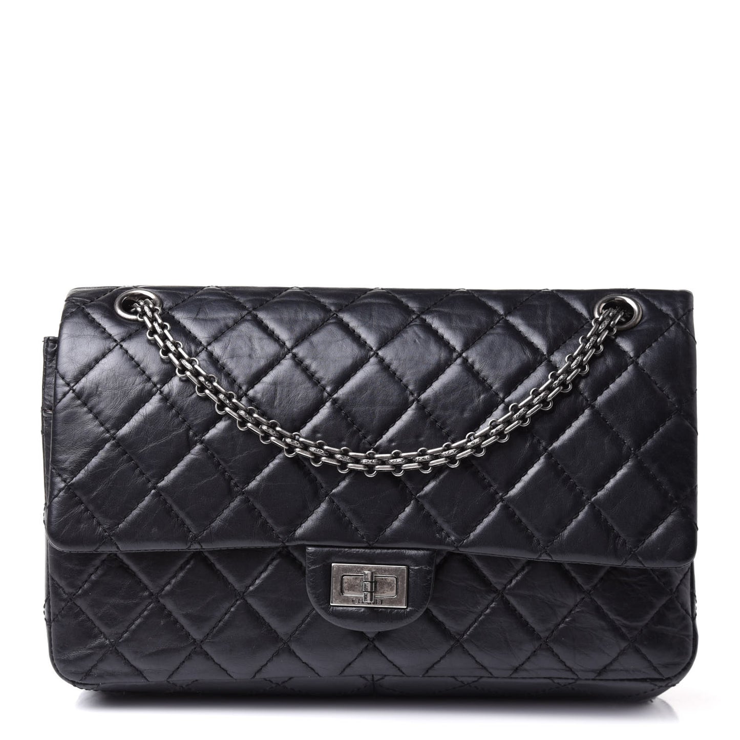 Aged Calfskin Quilted 2.55 Reissue 226 Flap Black