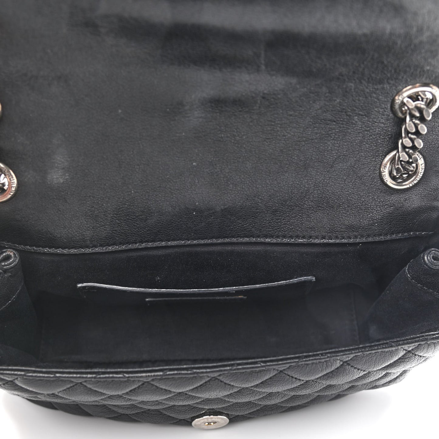 Sheepskin Tri-Quilt Monogram Medium College Bag Black