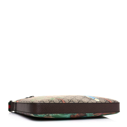 Gucci GG Supreme Monogram Tian Web Medium Flat Messenger Beige Multicolor New Acero 3 of 13