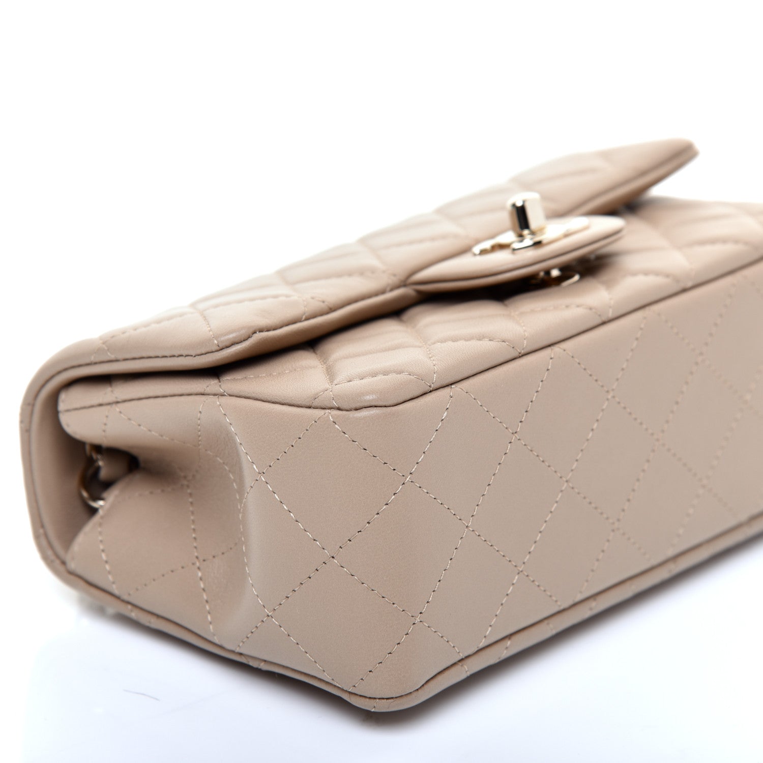 Chanel Lambskin Quilted Mini Rectangular Flap Dark Beige 6 of 11