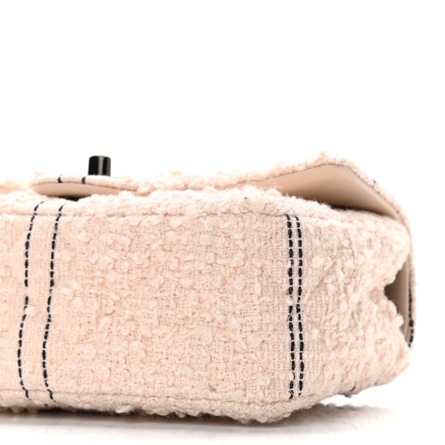 Tweed Quilted Mini Rectangular Flap Light Pink Black