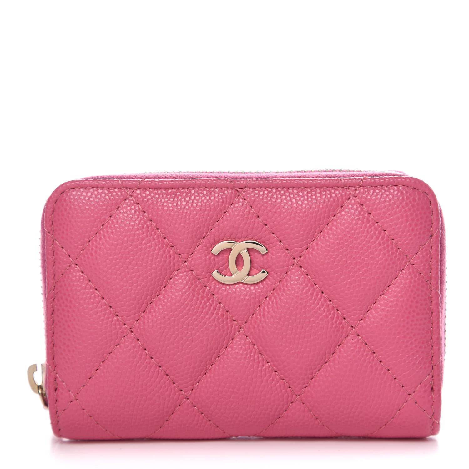 Chanel Caviar Quilted Zip Coin Purse Pink 1 of 8