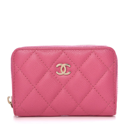 Chanel Caviar Quilted Zip Coin Purse Pink 1 of 8