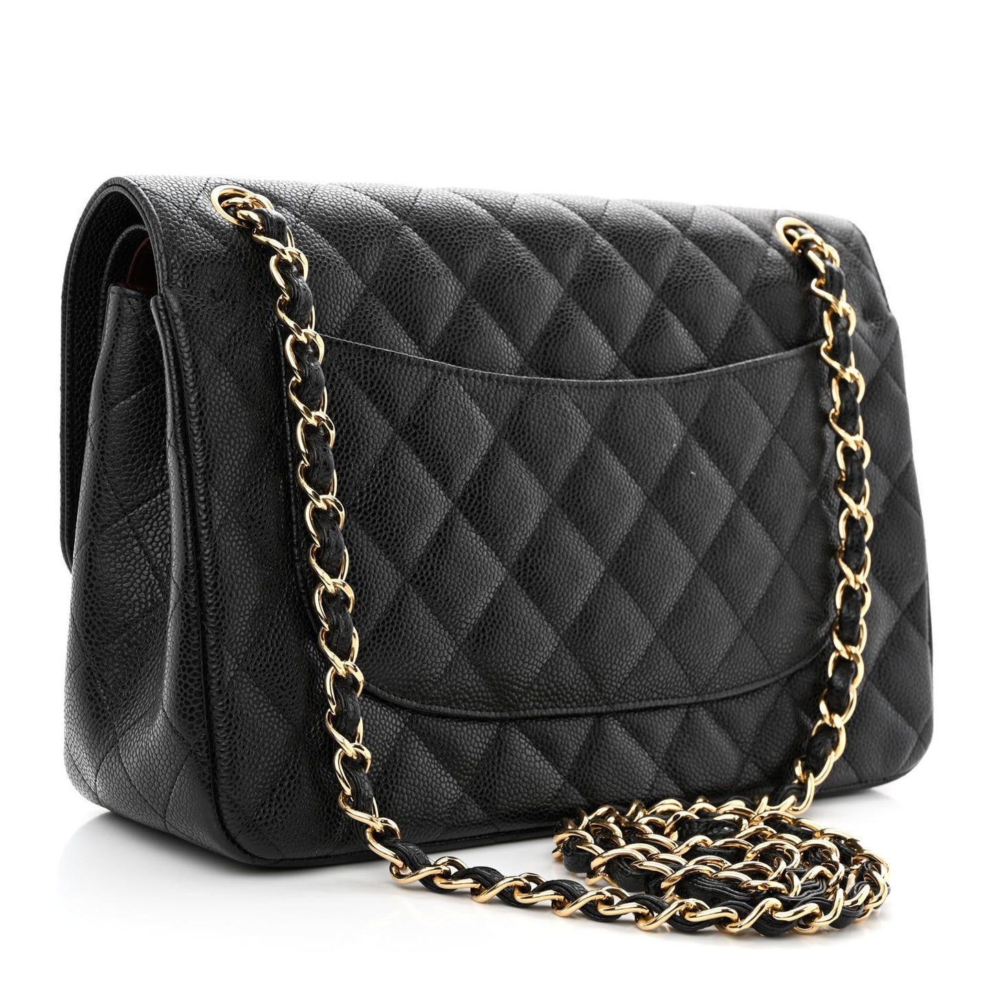 Caviar Quilted Jumbo Double Flap Black