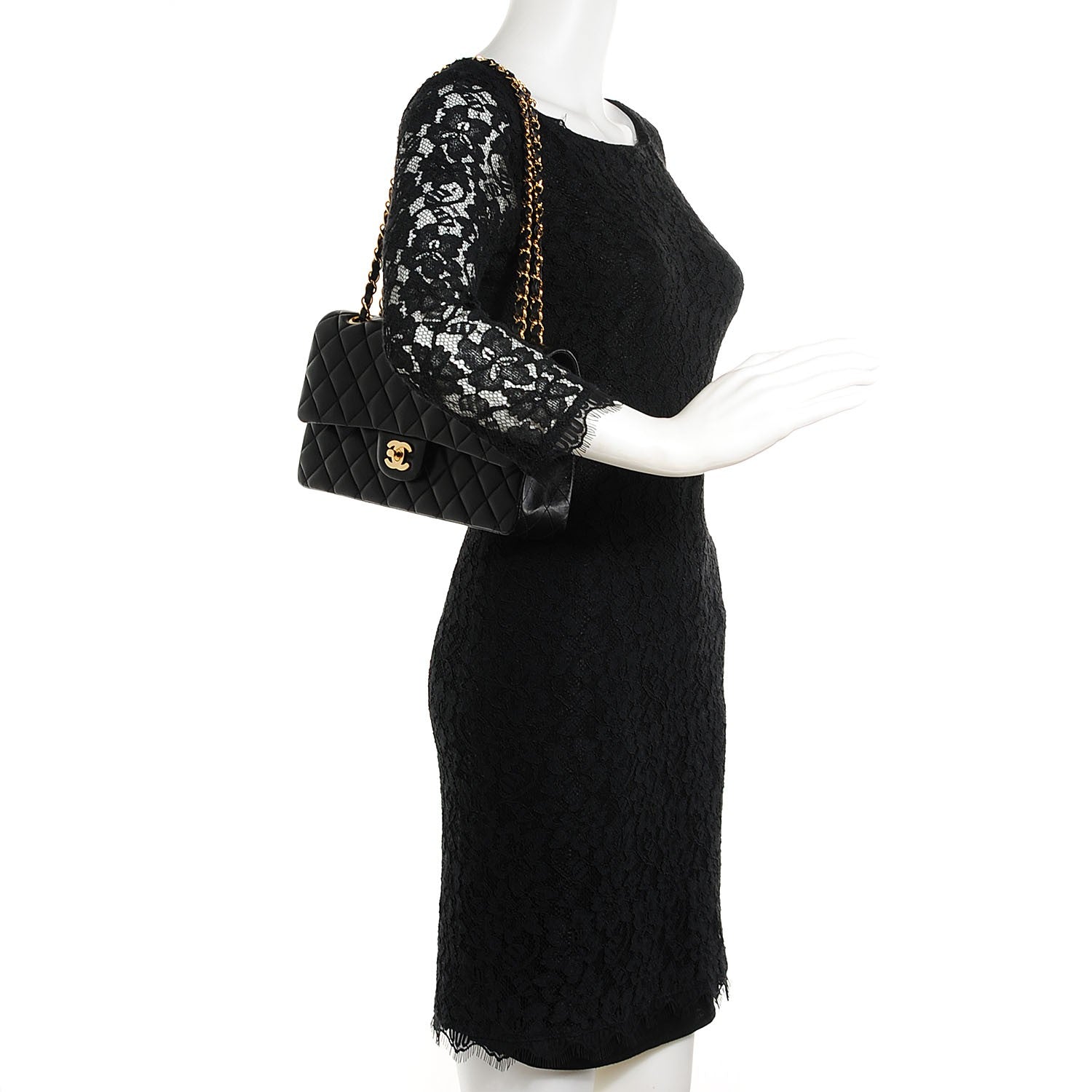 Chanel Lambskin Quilted Medium Double Flap Black 2 of 10