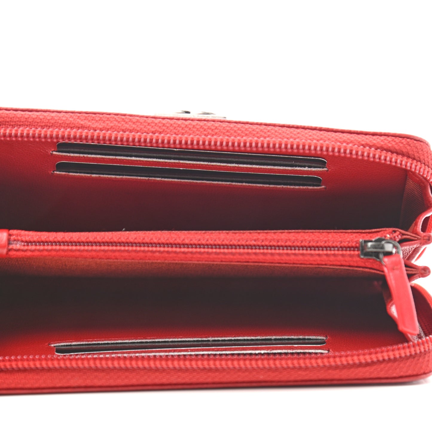 Caviar Quilted Small Boy Zip Around Wallet Dark Red