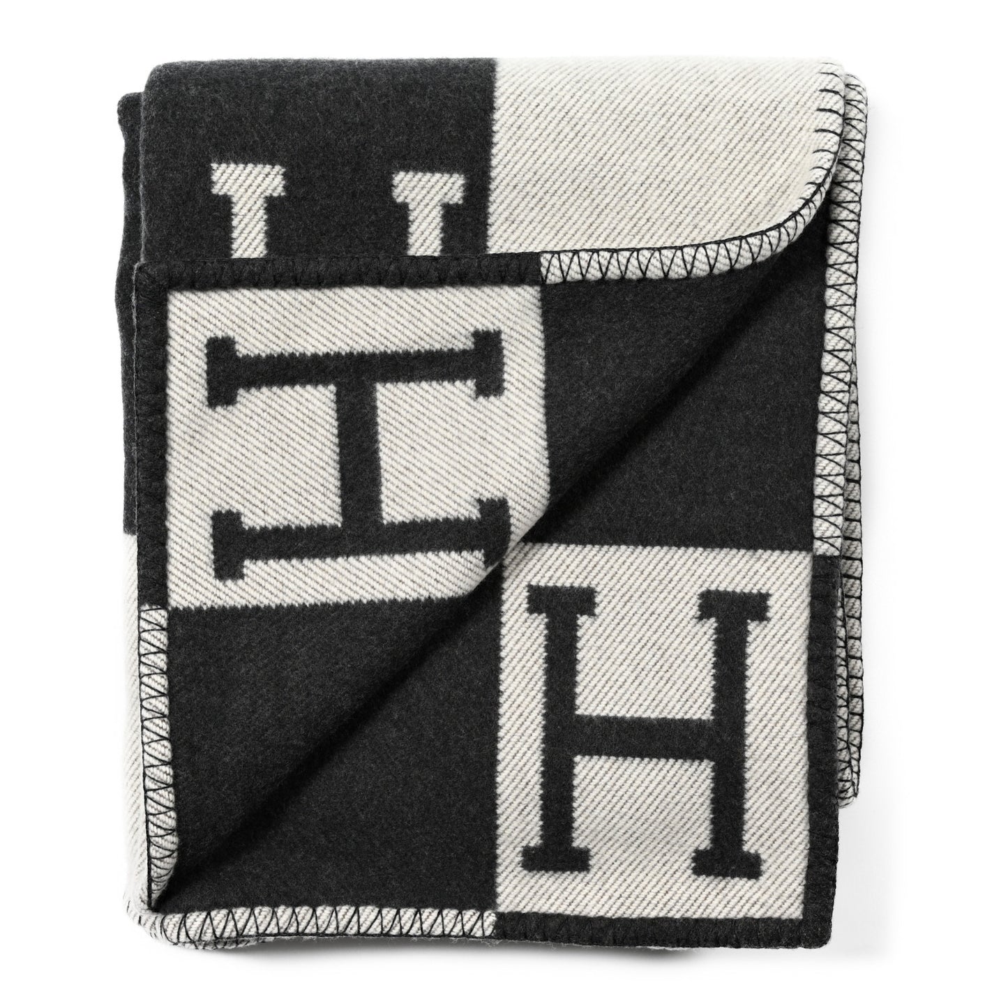 Wool Cashmere Avalon Blanket Ecru Gris Fonce
