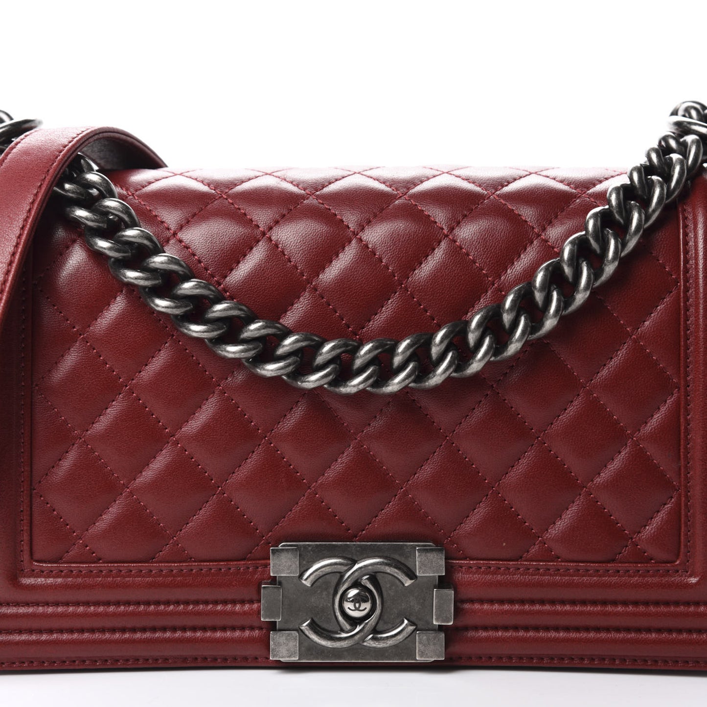 Lambskin Quilted Medium Boy Flap Red