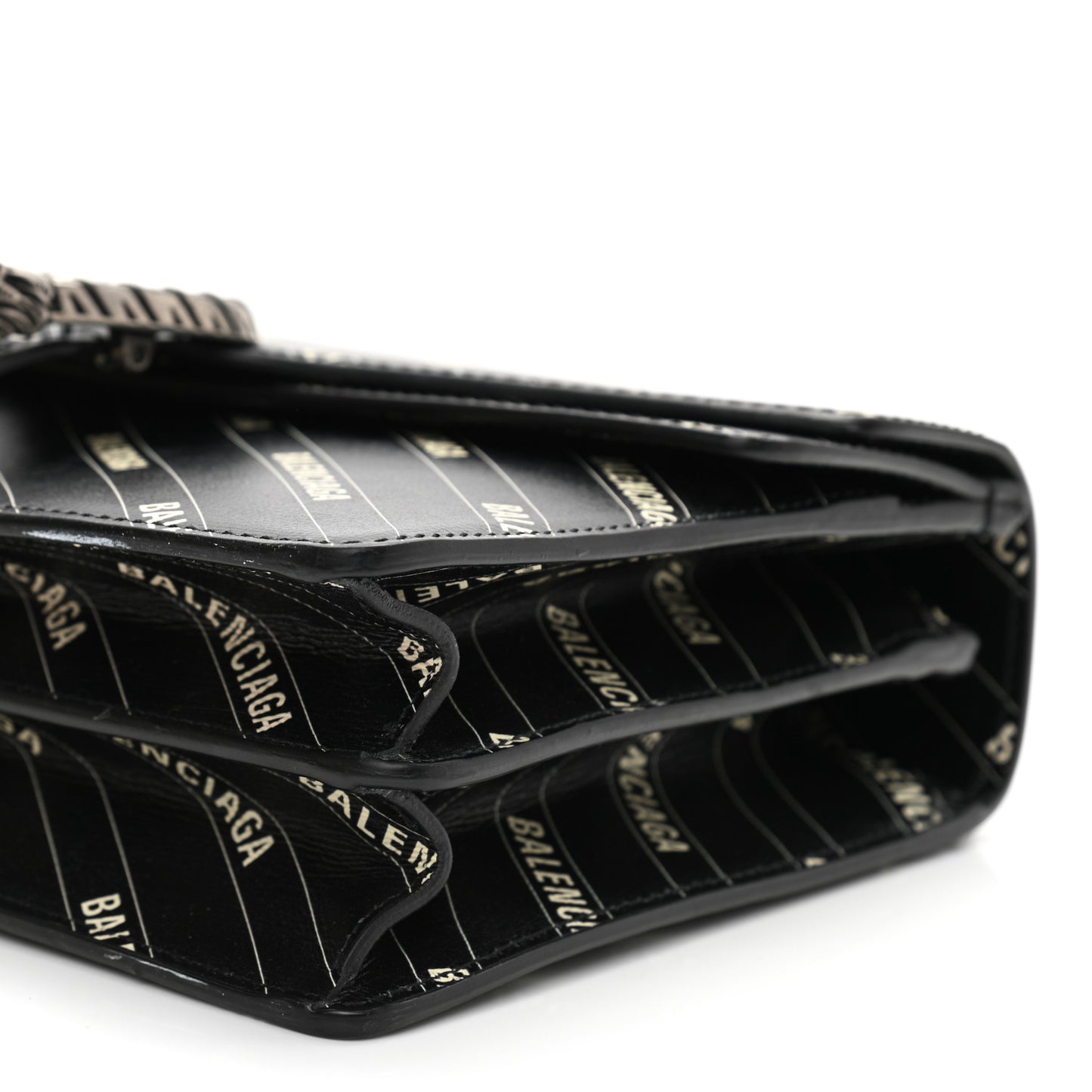 X BALENCIAGA Calfskin Logo Print Small Dionysus Shoulder Bag Black