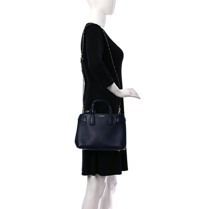 Burberry Grainy Calfskin House Check Small Banner Tote Regency Blue 3 of 13