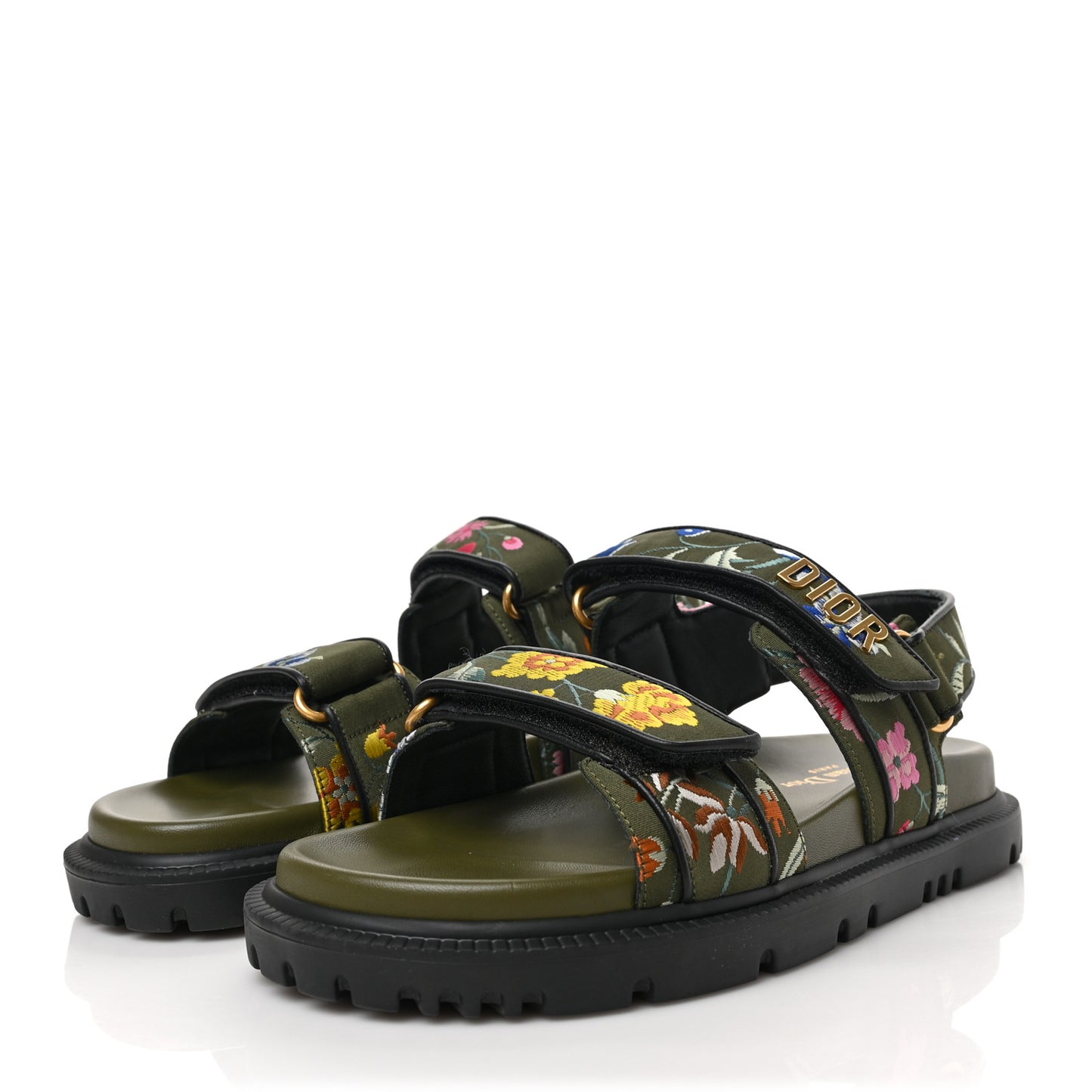Technical Fabric Petites Fleurs Print Dioract Sandals 37.5 Kaki