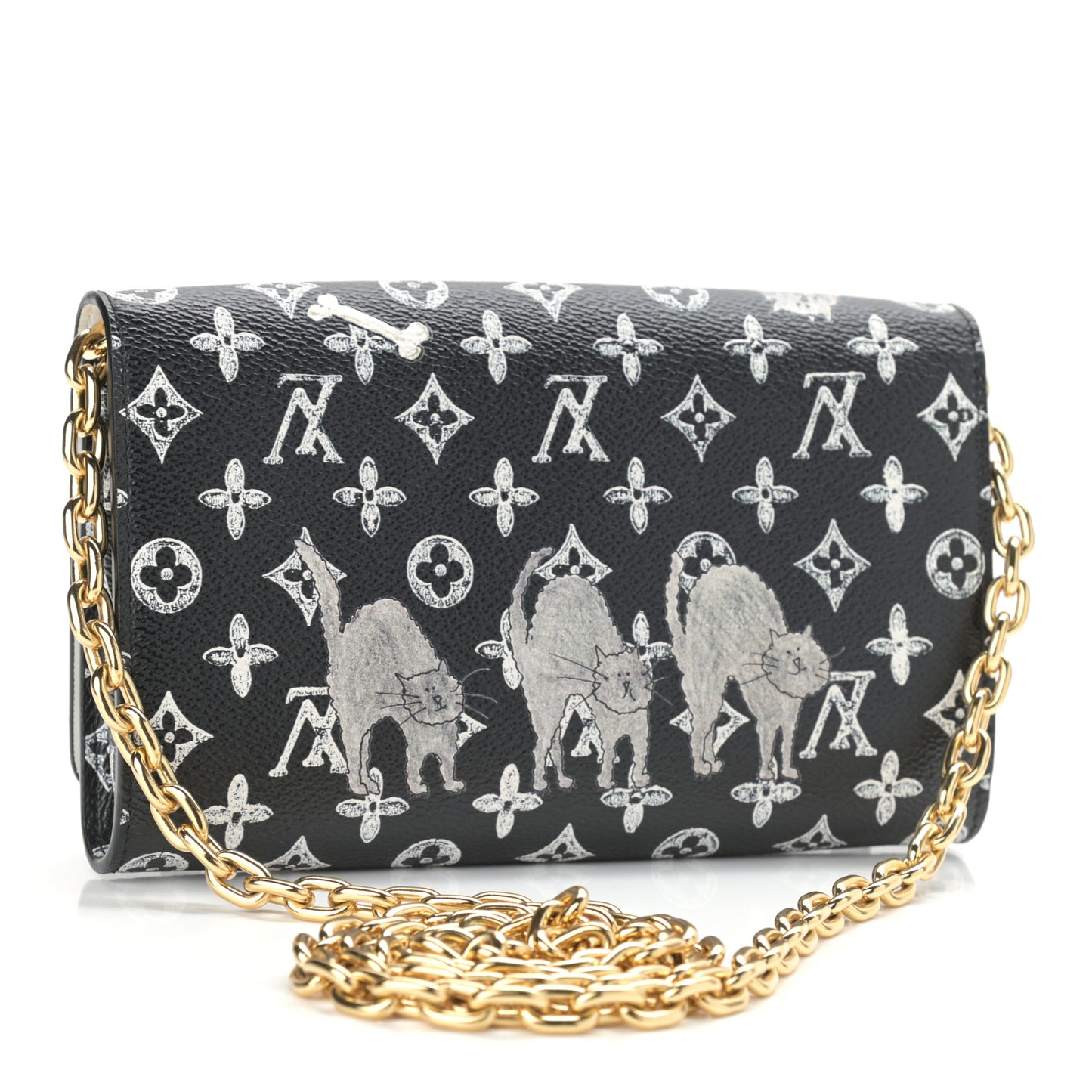 Catogram Twist Chain Wallet Black