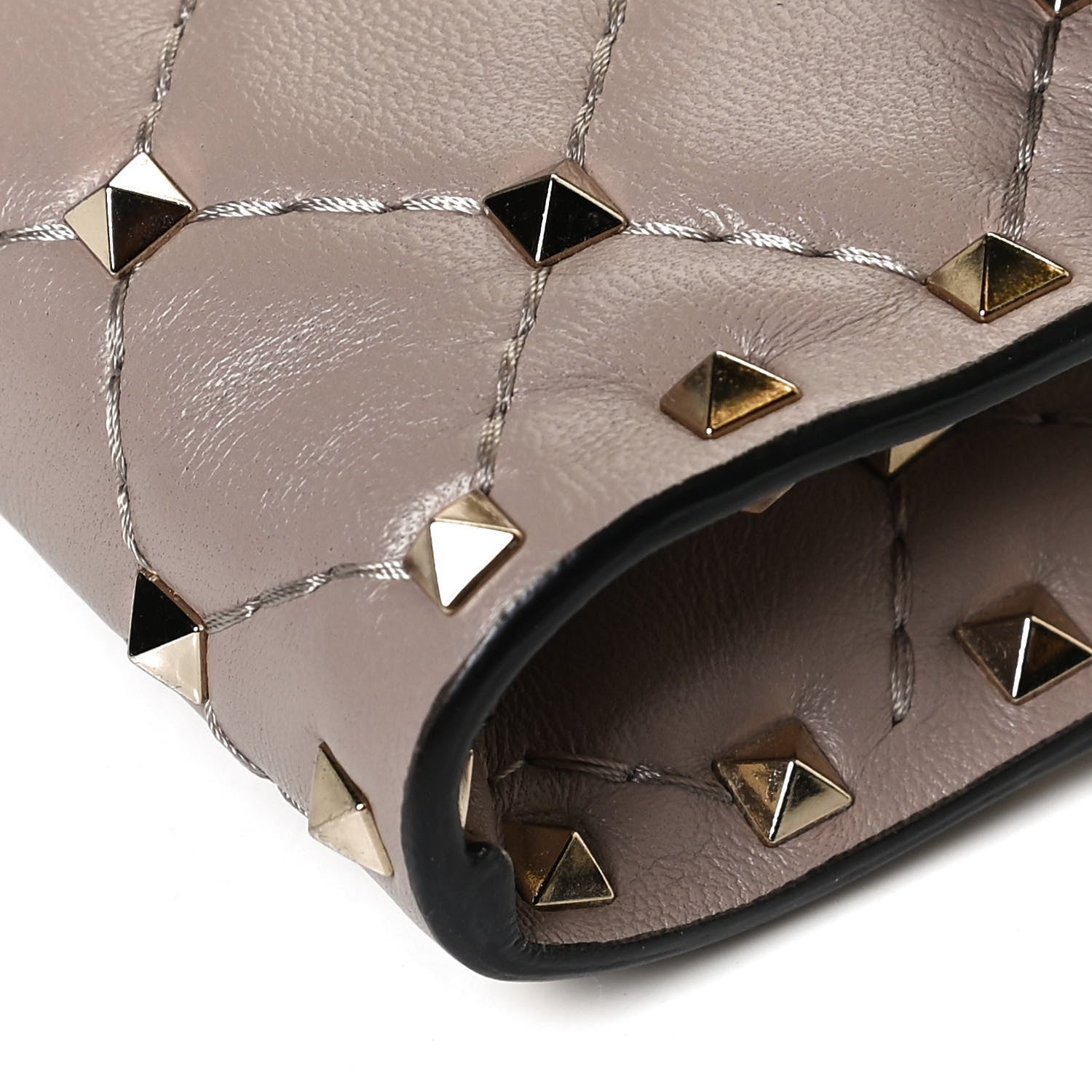 Valentino Garavani Lambskin Rockstud Spike Wallet on Chain Poudre 12 of 13