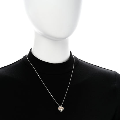 Van Cleef & Arpels 18K White Rose Gold Diamond Guilloche Vintage Alhambra Pendant Necklace 2 of 6