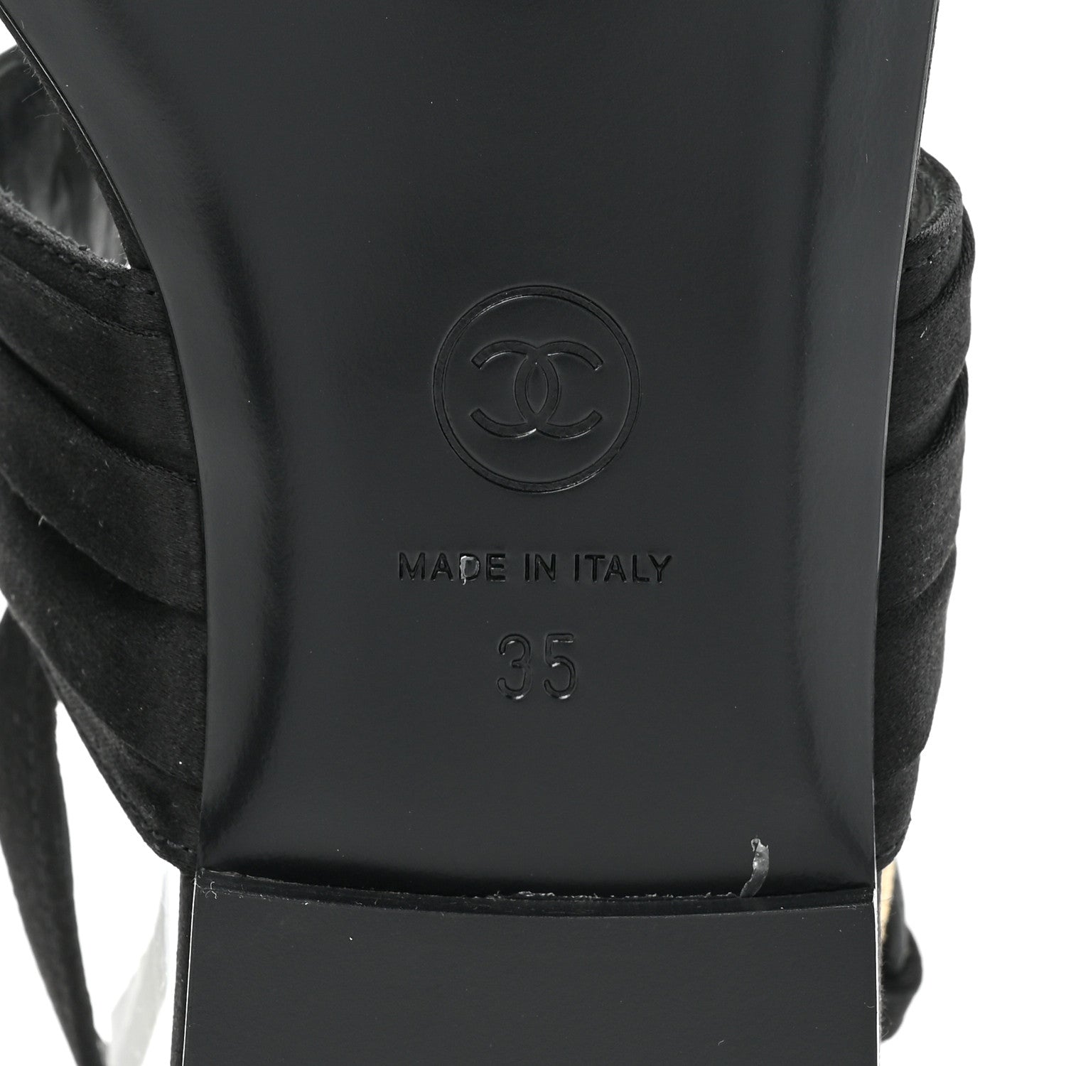 Chanel Satin Crystal CC Thong Sandals 35 Black 6 of 9