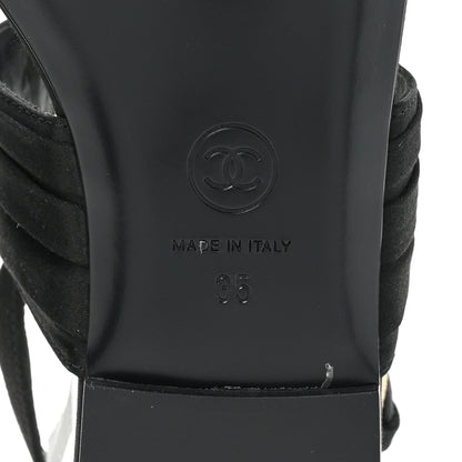 Chanel Satin Crystal CC Thong Sandals 35 Black 6 of 9