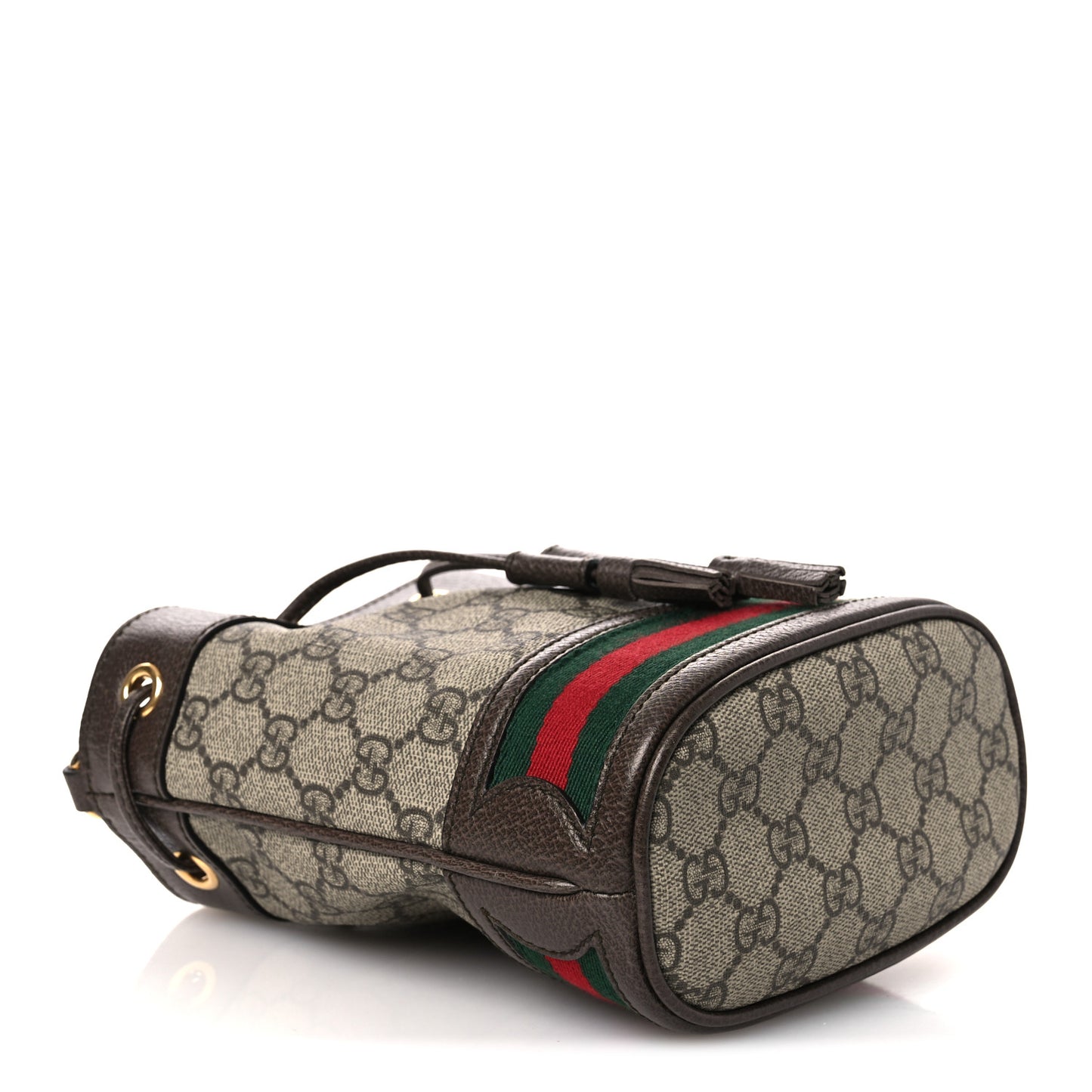 GG Supreme Monogram Web Mini Ophidia Bucket Bag Brown