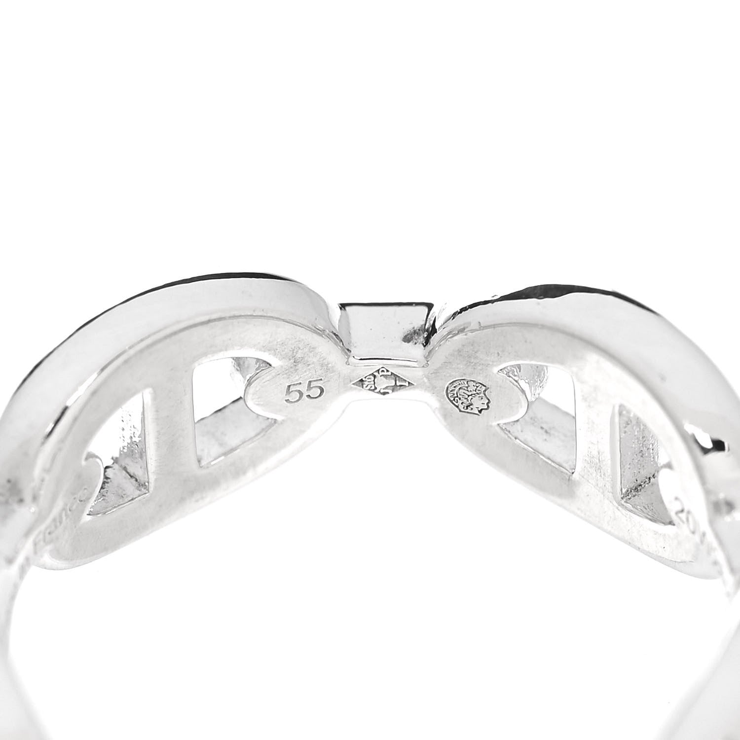 Hermes Sterling Silver PM Chaine d'Ancre Enchainee Band Ring 55 7.25 6 of 9