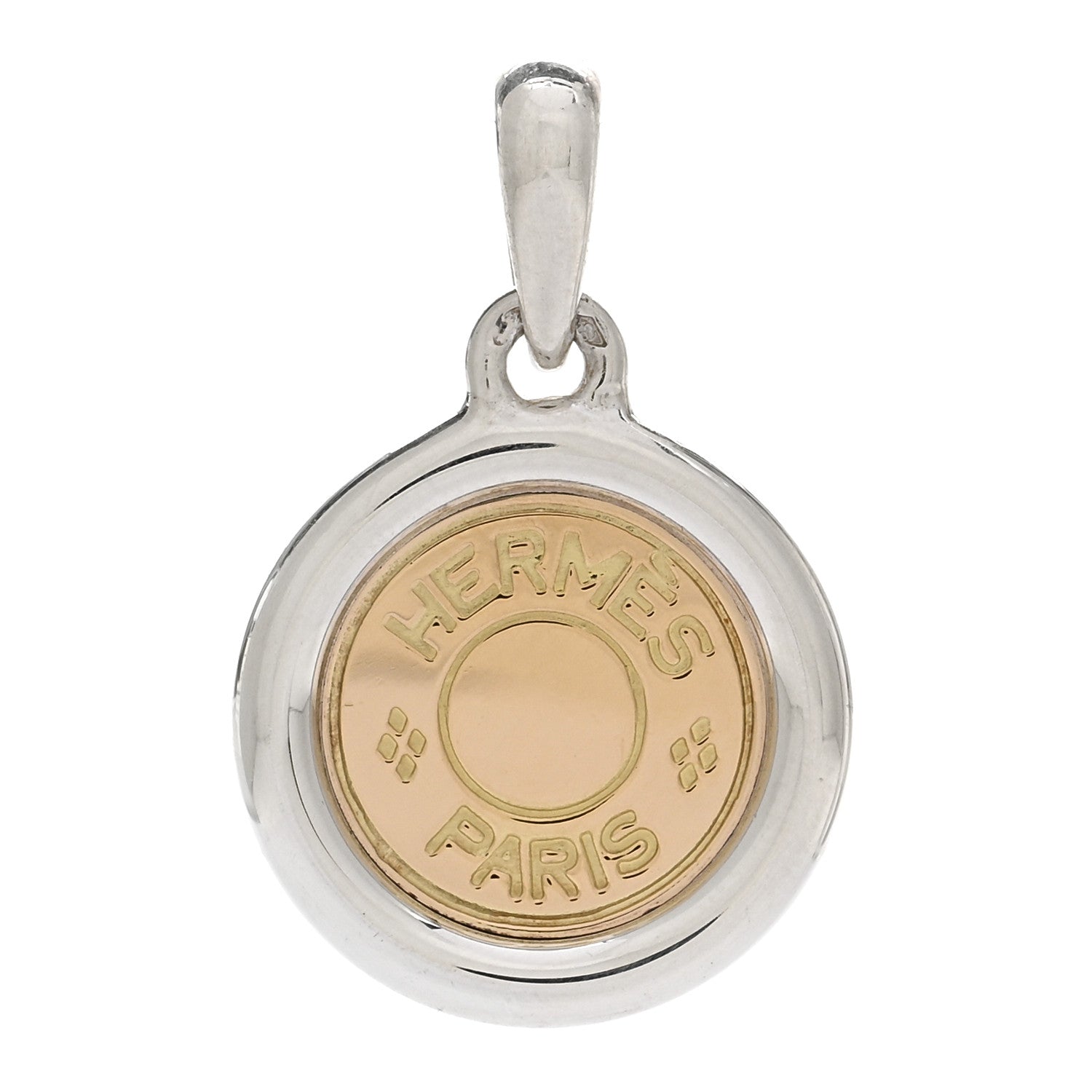 Hermes Sterling Silver 18K Yellow Gold Clou De Selle Pendant 1 of 3