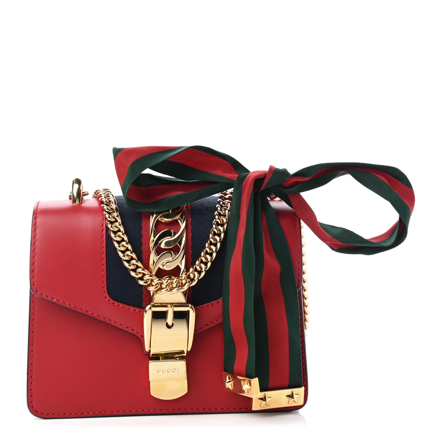 Gucci Calfskin Mini Sylvie Chain Shoulder Bag Hibiscus Red 1 of 5