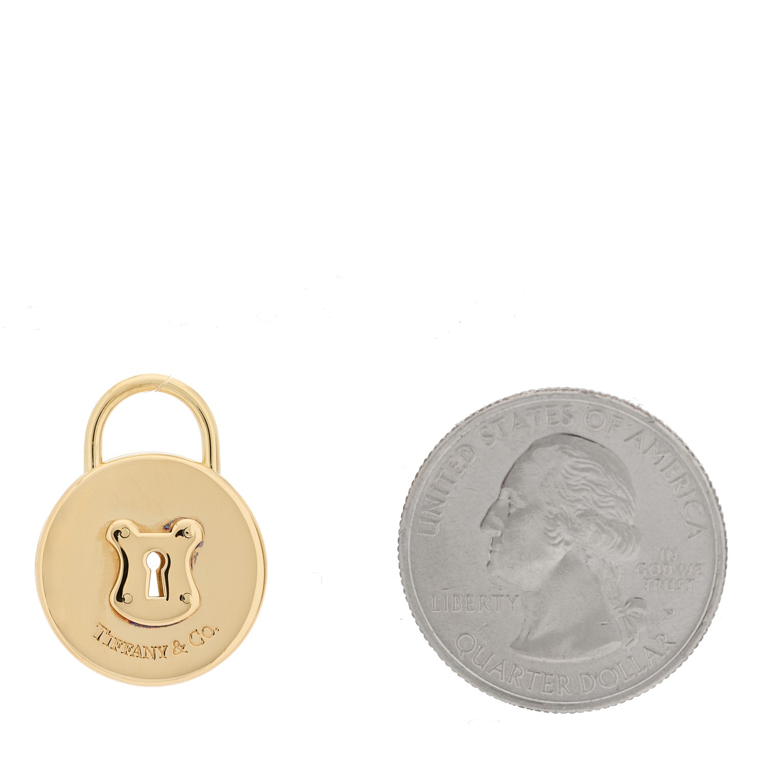 Tiffany 18K Yellow Gold Round Lock Charm 2 of 3