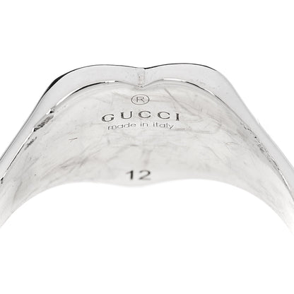Gucci Sterling Silver Enamel GG Heart Ring 52 6 Blue 4 of 5