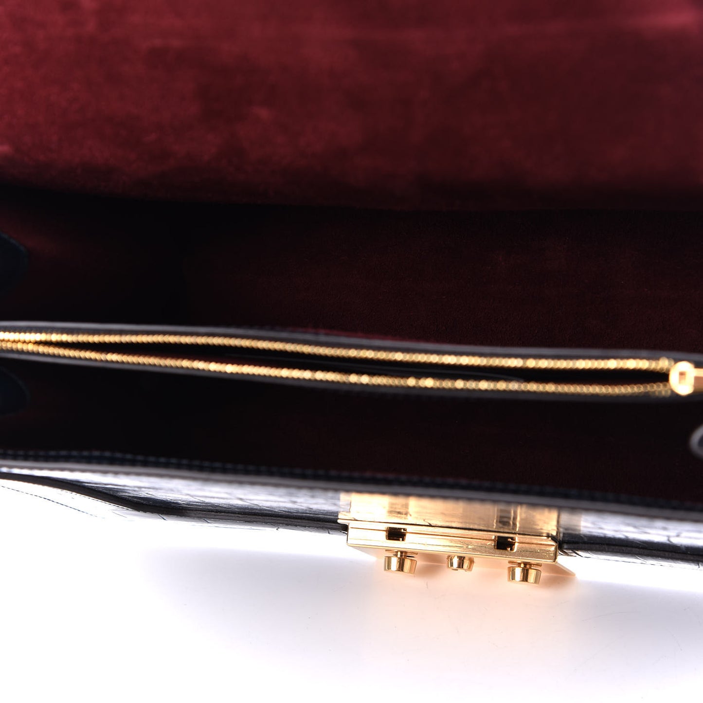 Calfskin Crocodile Embossed Pembroke Shoulder Bag Navy