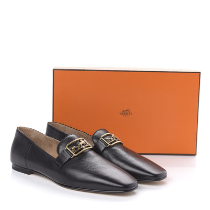 Hermes Supple Goatskin Womens Time Loafers 36.5 Black 8 of 8