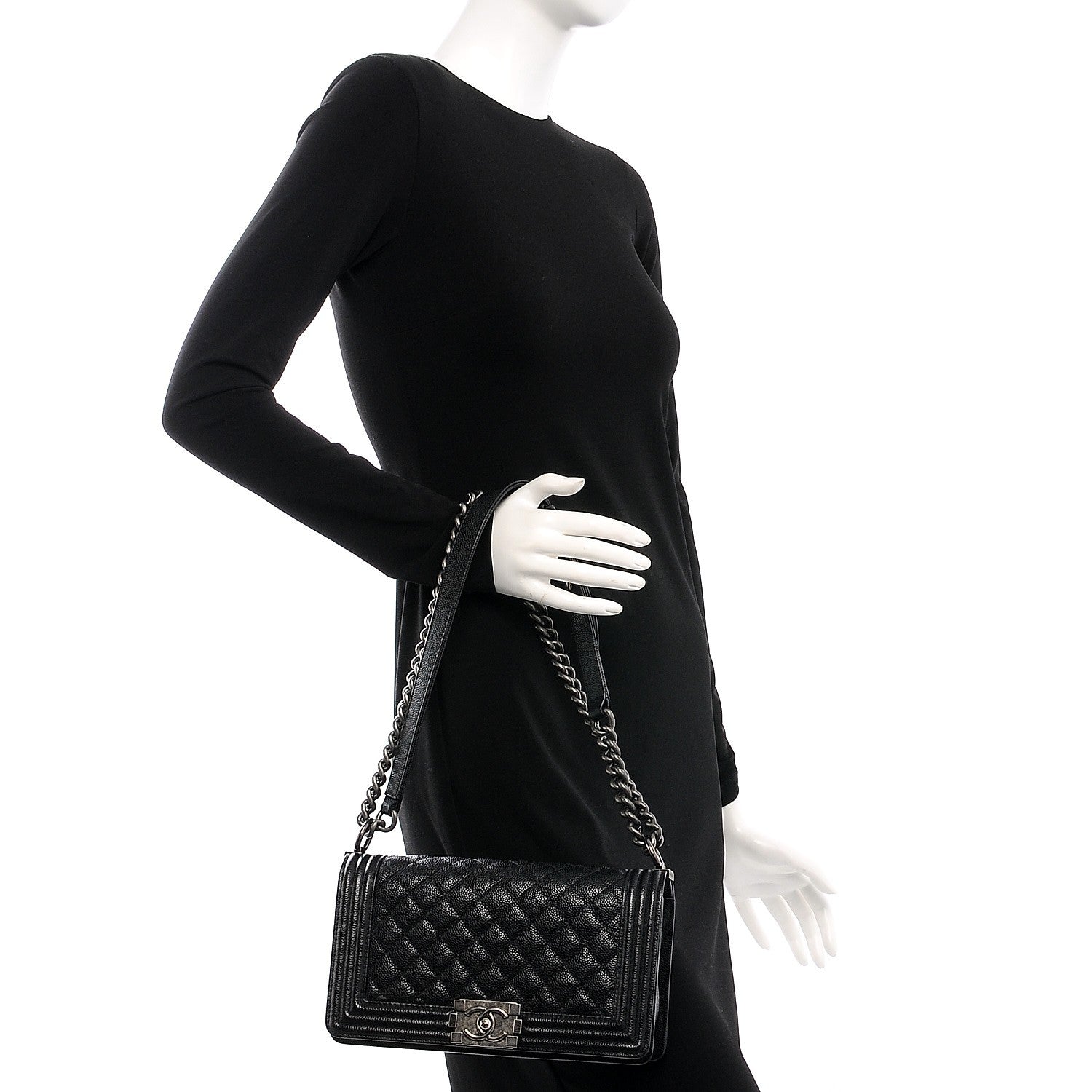 Chanel Caviar Quilted Medium Boy Flap Black 2 of 8