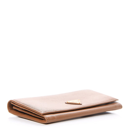 Prada Saffiano Continental Flap Wallet Caramel 3 of 6