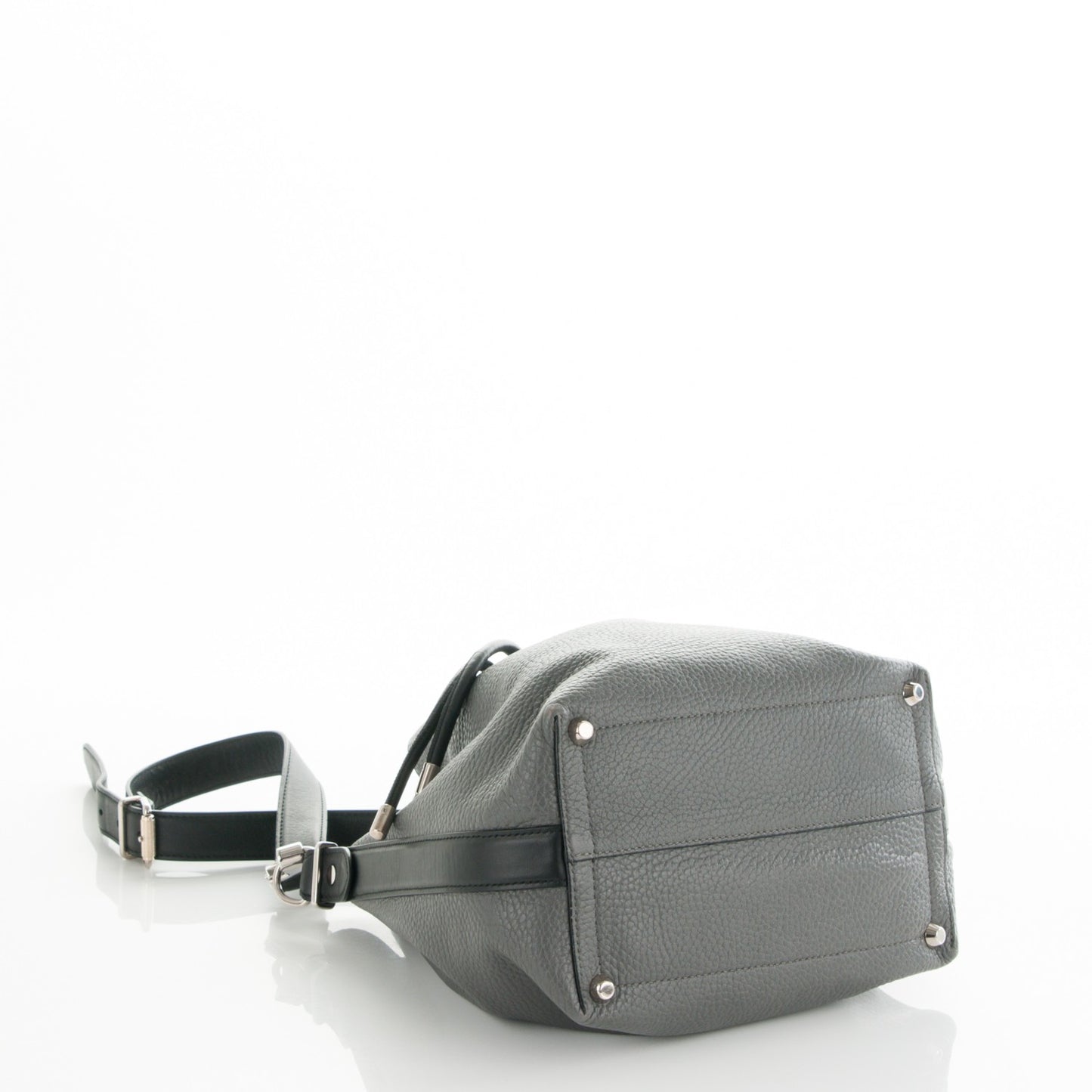 Calfskin Buffalo Medium Bucket Bag Grey