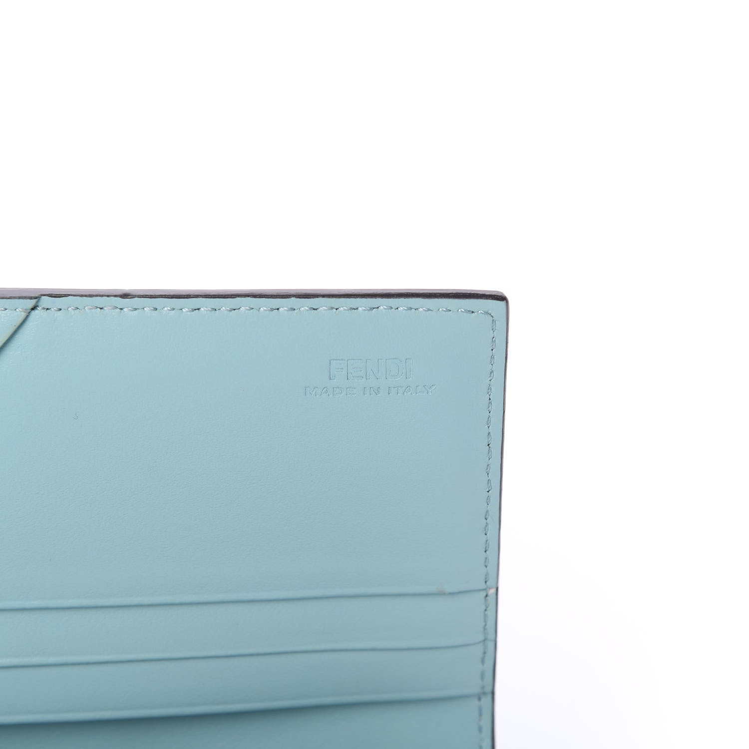 Fendi Vitello Century Lucido Hypnoteyes Studded Continental Wallet on Chain Turchese Pallido White Multicolor 5 of 11