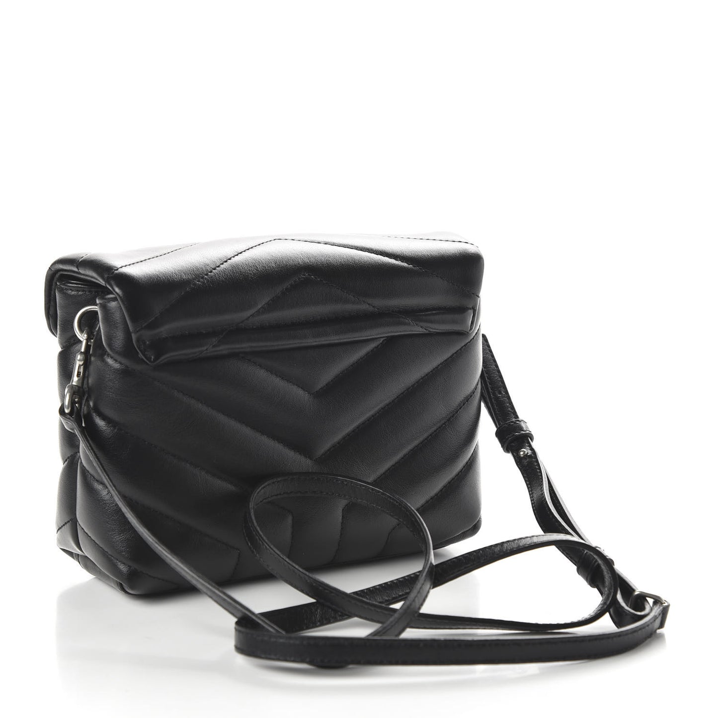 Calfskin Y Quilted Monogram Toy Loulou Crossbody Bag Black