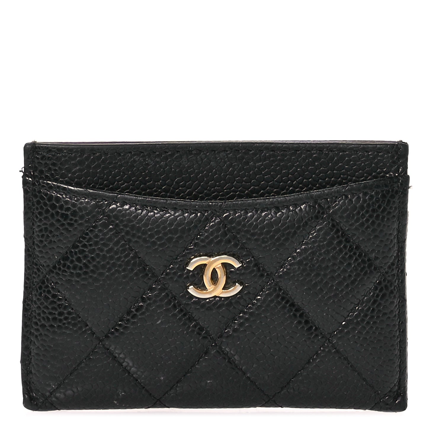 Caviar Quilted Card Holder Black