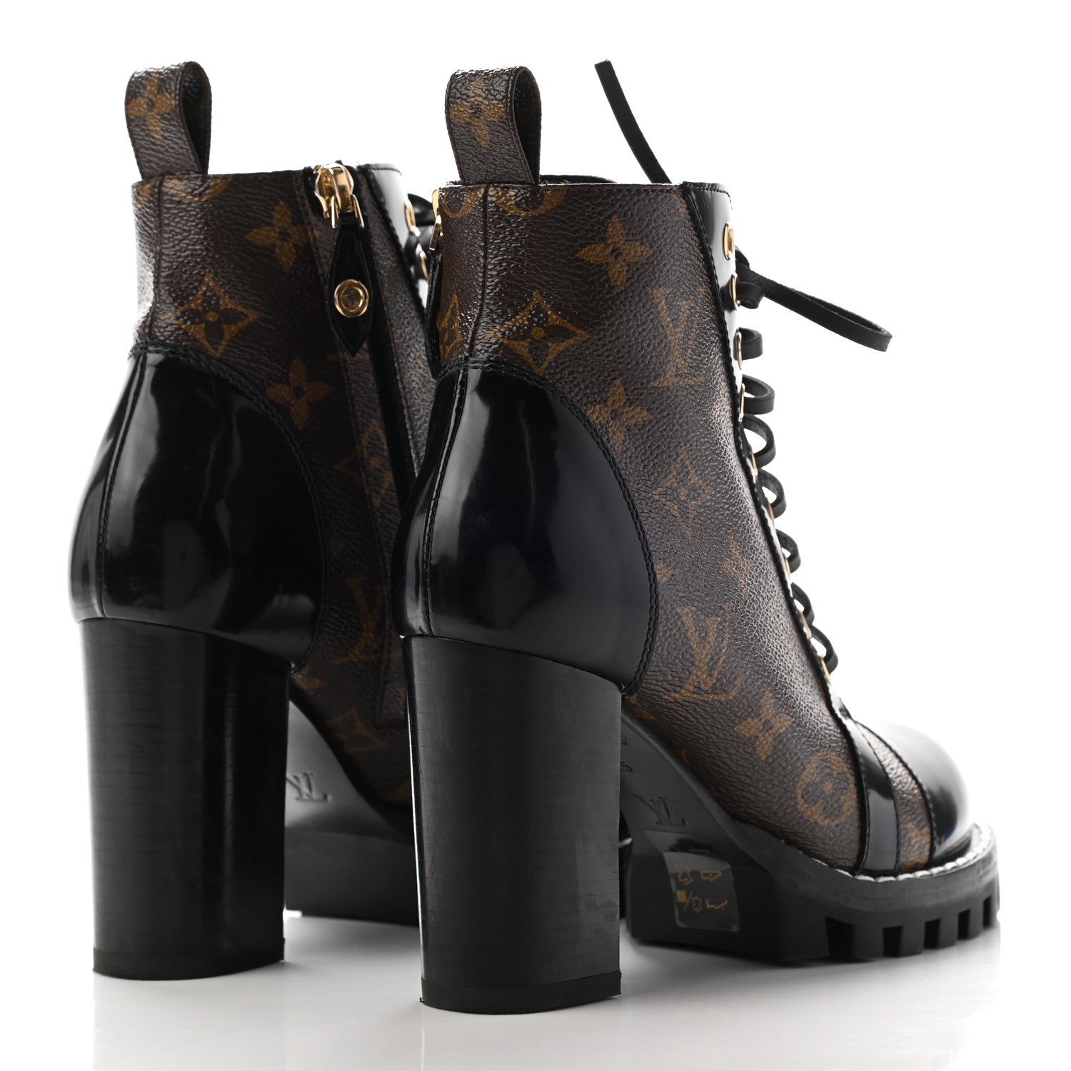 Louis Vuitton Patent Calfskin Monogram Star Trail Ankle Boots 35 Black 4 of 13