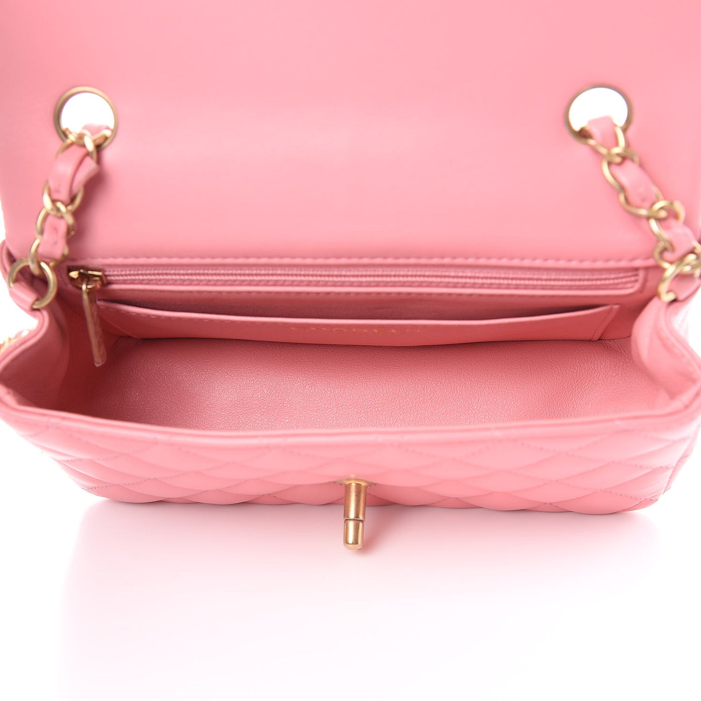 Lambskin Quilted Mini Rectangular Flap Pink