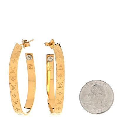 Louis Vuitton Metal Nanogram Hoop Earrings Gold 2 of 6