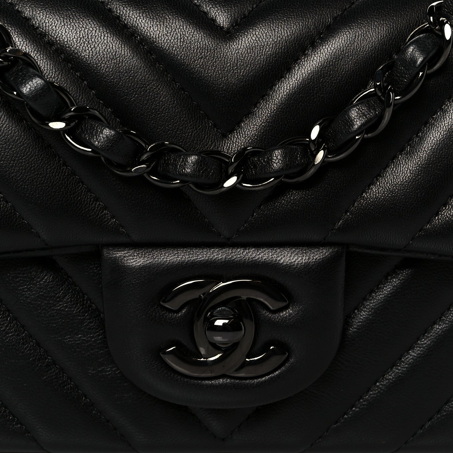 Chanel Lambskin Chevron Quilted Mini Rectangular Flap So Black 9 of 12