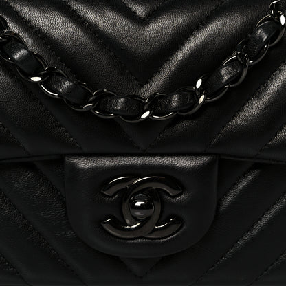 Chanel Lambskin Chevron Quilted Mini Rectangular Flap So Black 9 of 12
