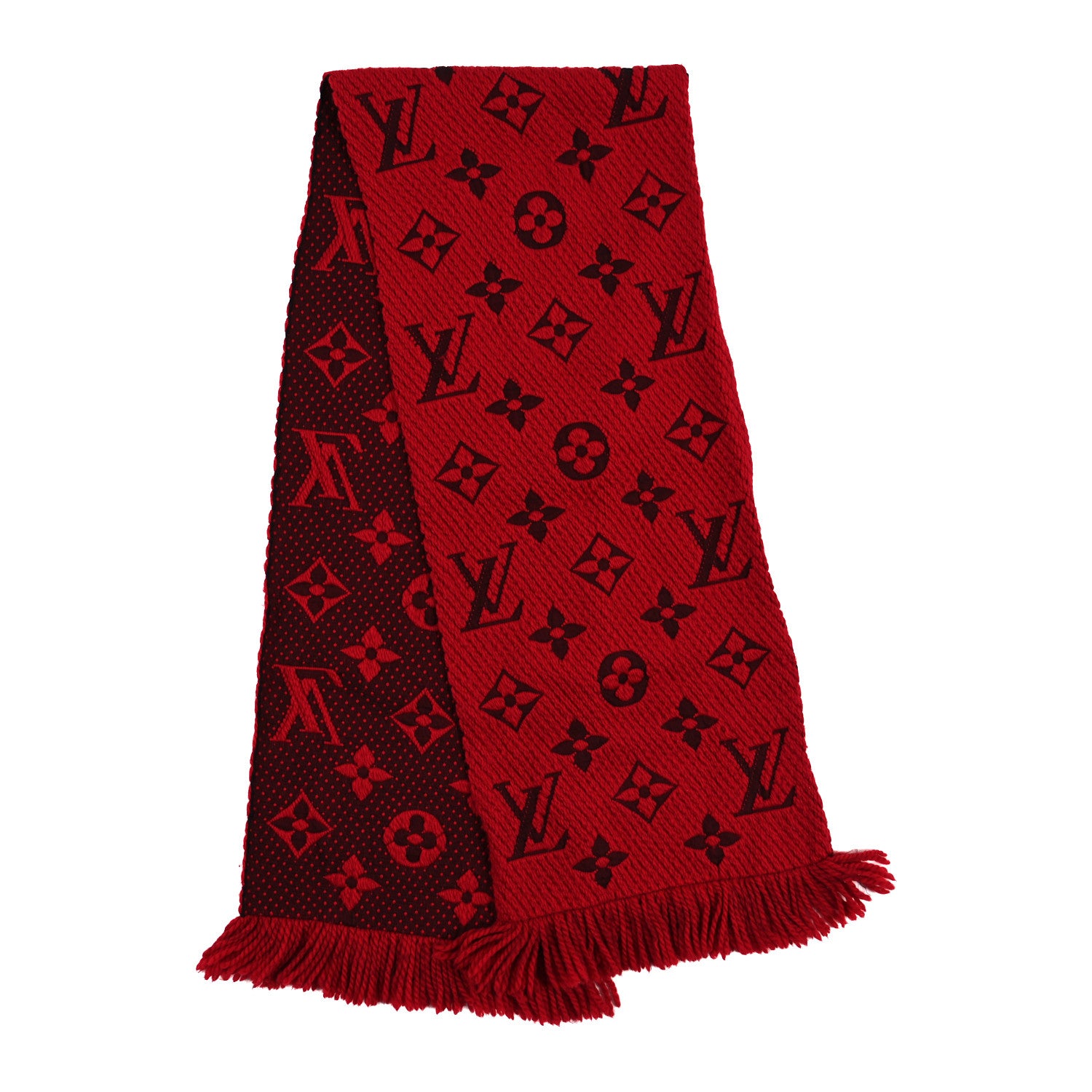 Louis Vuitton Wool Silk Logomania Scarf Rubis 2 of 3