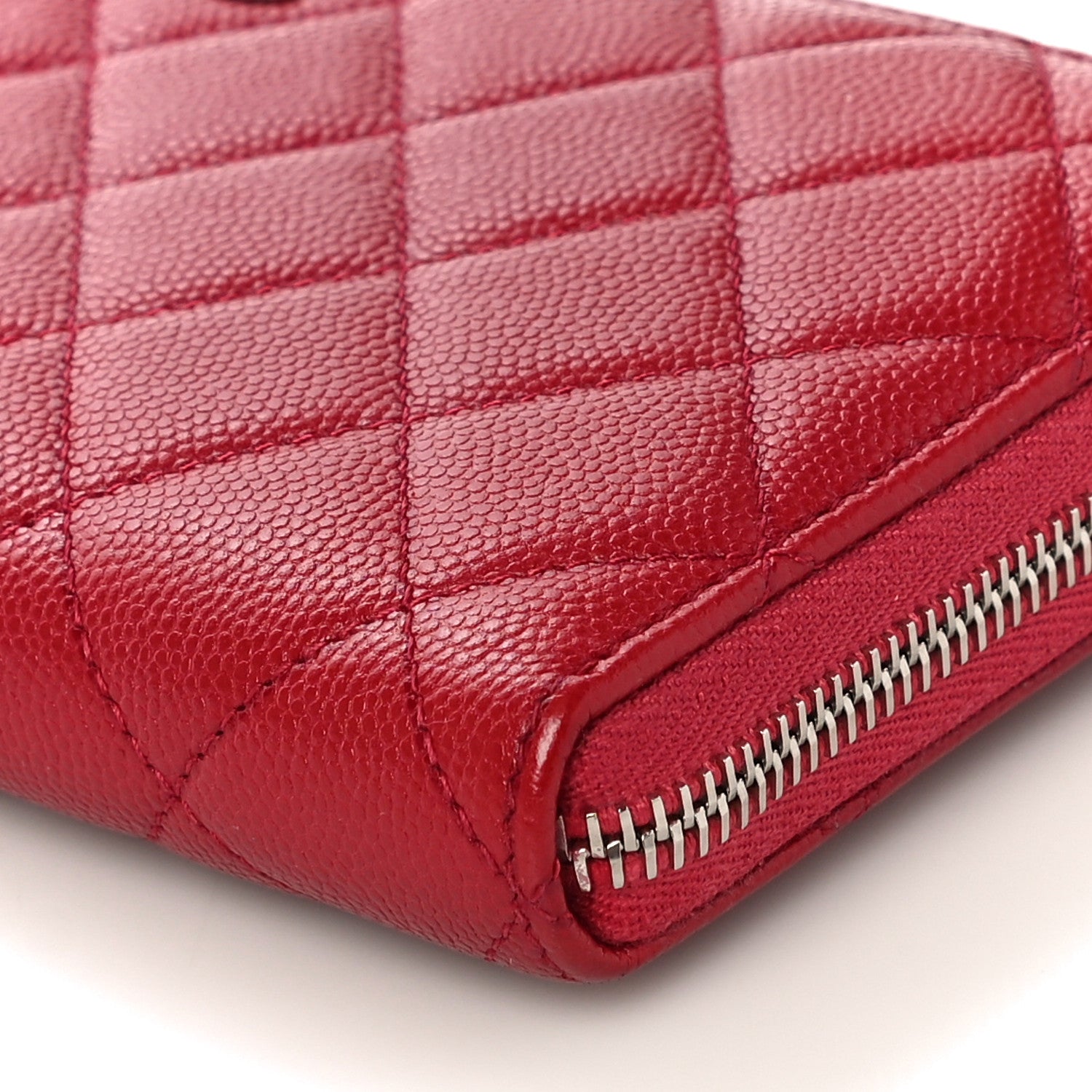 Chanel Caviar Quilted Large Gusset Zip Around Wallet Red 17 of 18