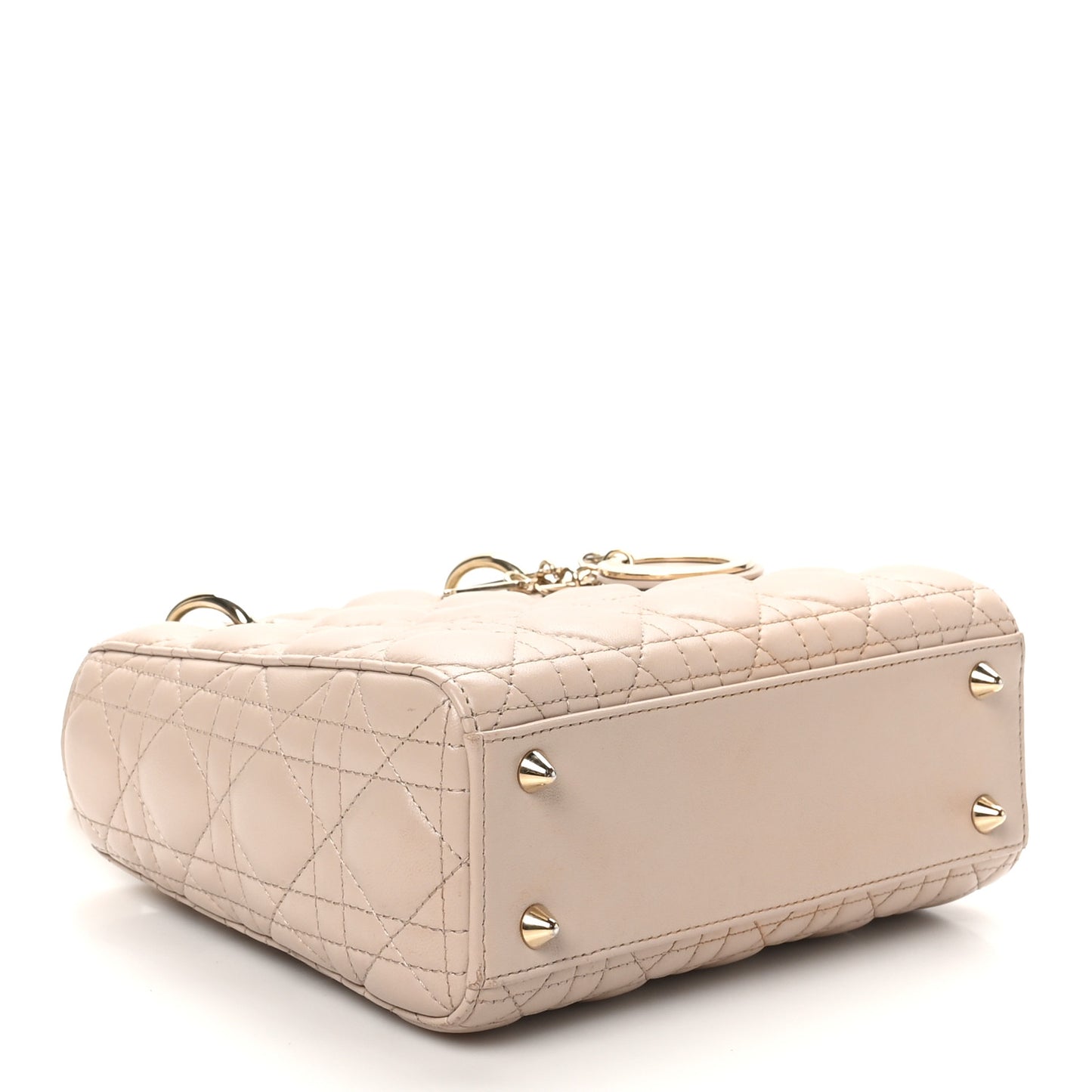 Lambskin Cannage Small Bi-Color Lady Dior Hazelnut White