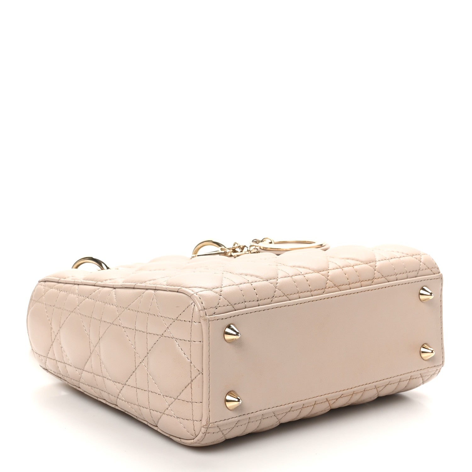 Christian Dior Lambskin Cannage Small Bi-Color Lady Dior Hazelnut White 4 of 10