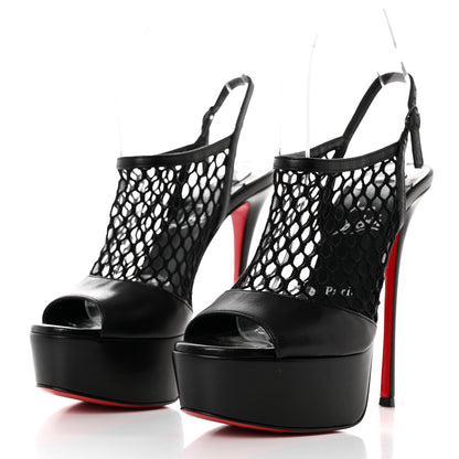 Christian Louboutin Kid Resille Plougesta Alta 150 Sandals 37 Black 3 of 7