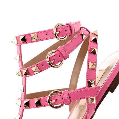 Valentino Garavani Calfskin Rockstud Gladiator Flat Sandals 37 Feminine Pink 10 of 11