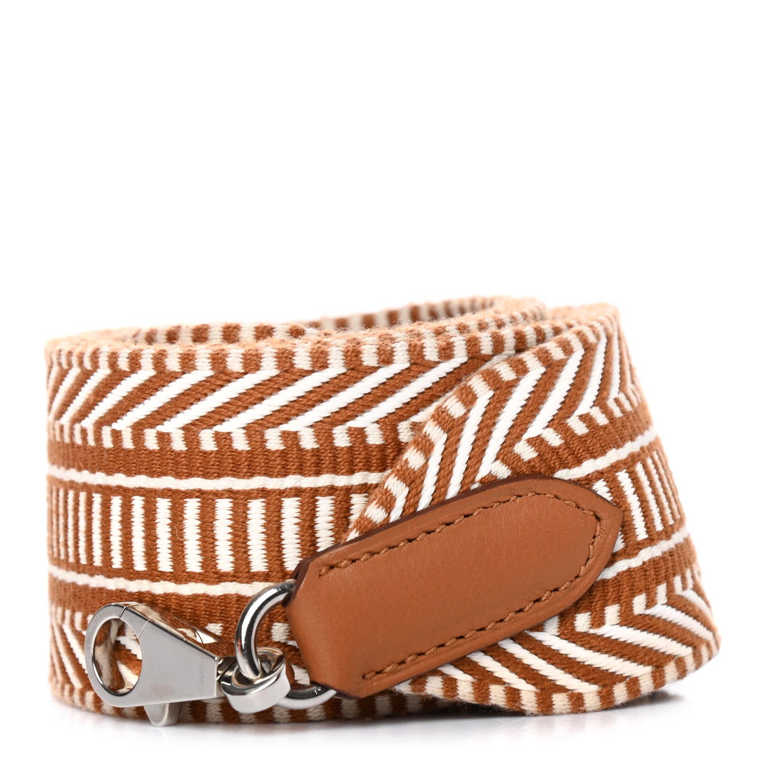 Hermes Toile Swift 50mm Sangle Cavale Shoulder Strap Ecru Beige Gold 1 of 4