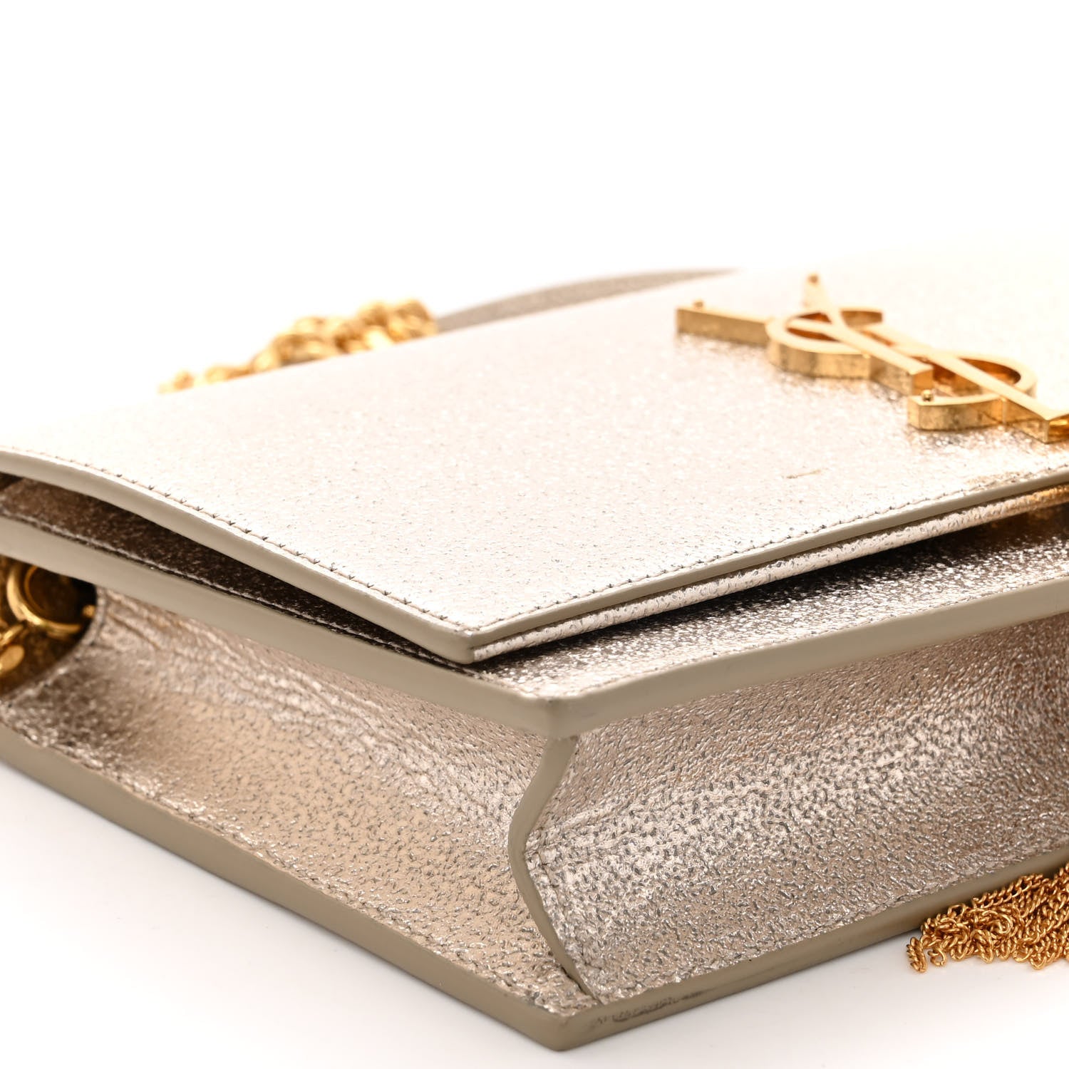 Saint Laurent Metallic Calfskin Kate Monogram Tassel Chain Wallet Gold 9 of 10